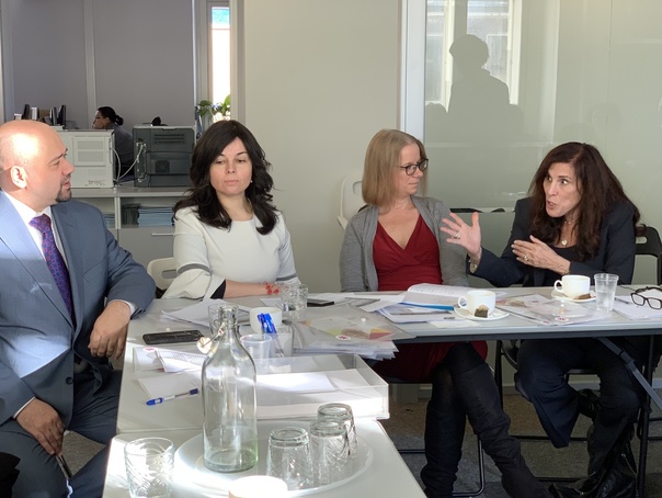 Merle Hoffman discussing doctor-patient relationships with Russian activists, educators and doctors
