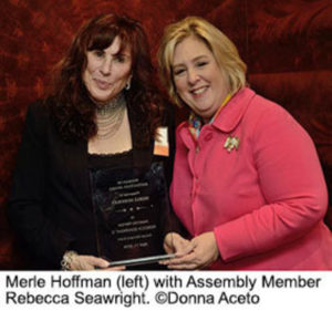Merle Hoffman with Assembly Member Rebecca Seawright. ©Donna Aceto