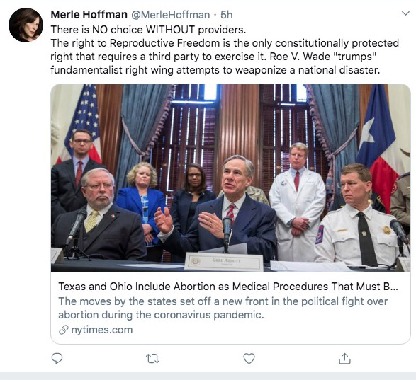 Merle Hoffman tweet on March 24, 2020.