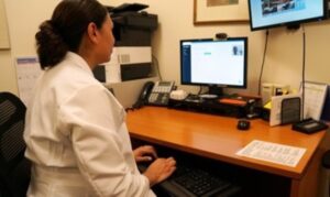 Esther Priegue, Choices Director of Counseling, participating in 2016 Telemedicine trial study. Photograph: Molly Redden for the Guardian
